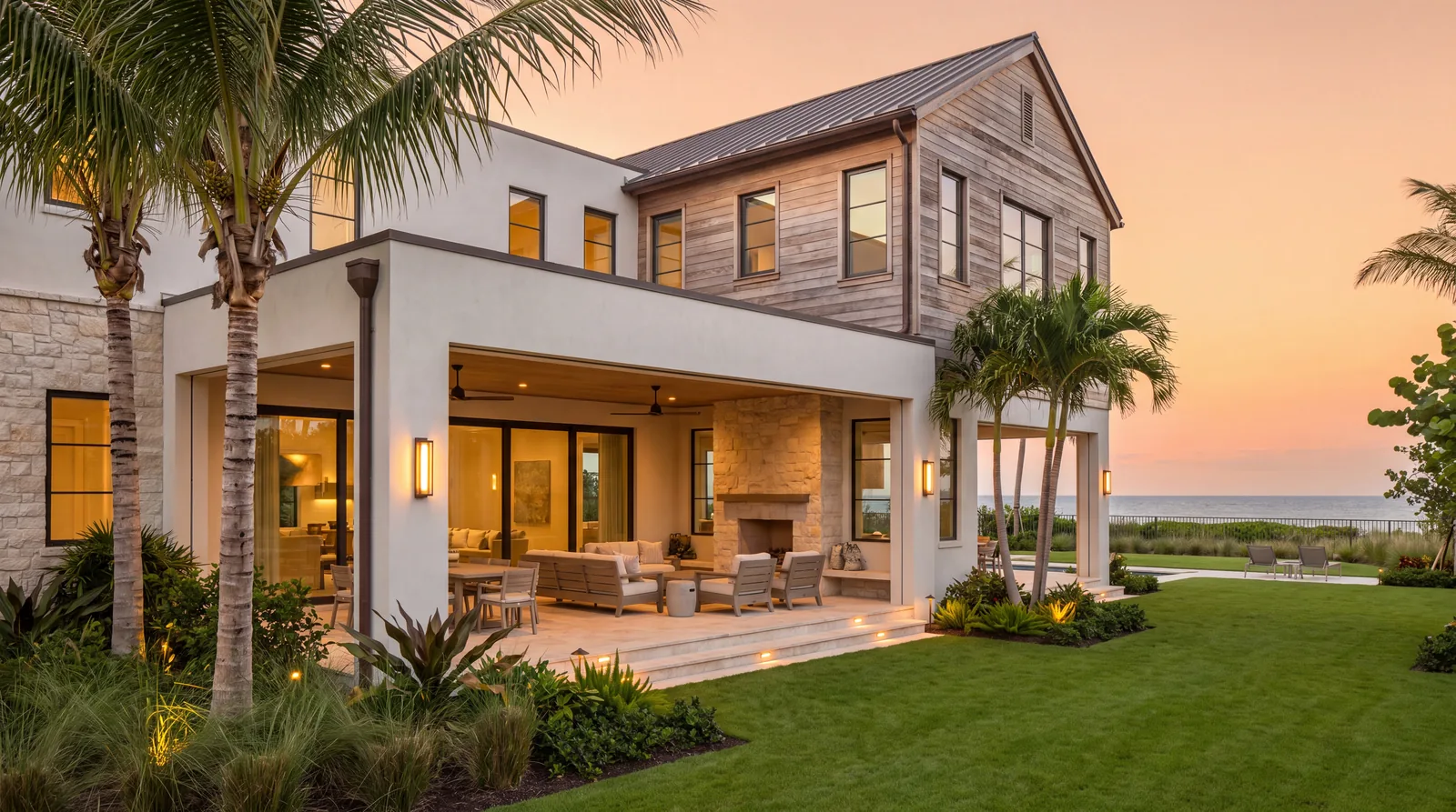 Coastal-modern residence representing electrical services in Delray Beach