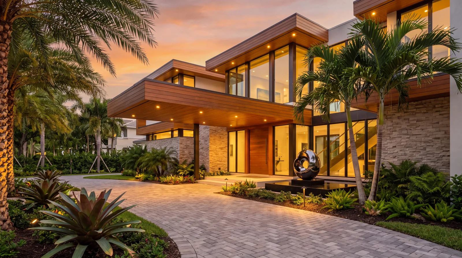 Contemporary island residence representing electrical services in Miami Beach