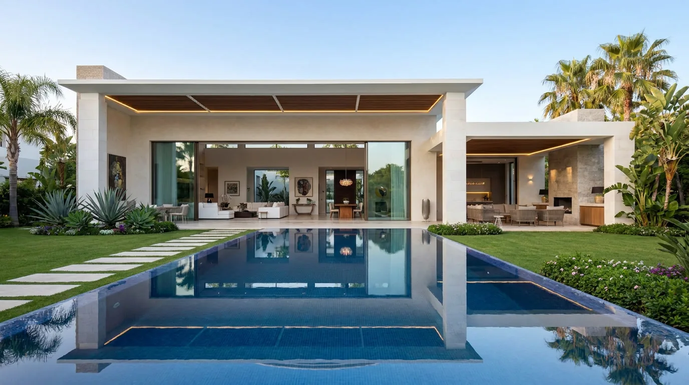 Contemporary Poolside Estate — Whole-Property Electrical — Palm & Current electrical project
